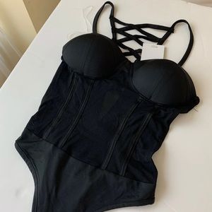 Babe Society Tops - NWT! Black mesh bodysuit Babe Society Tops - NWT! Black mesh bodysuit